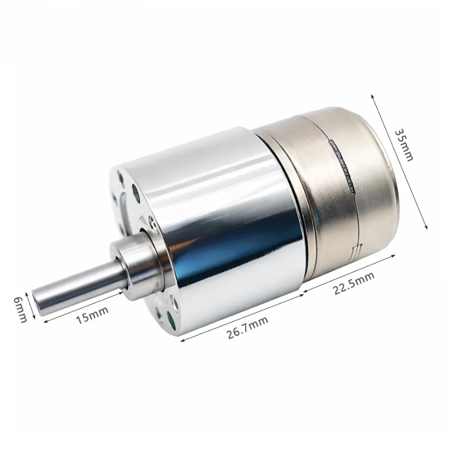 Kechen Motor KC-GM37-35BY 37 mm spur geared stepper motor with dimensions for precise industrial automation mounting.