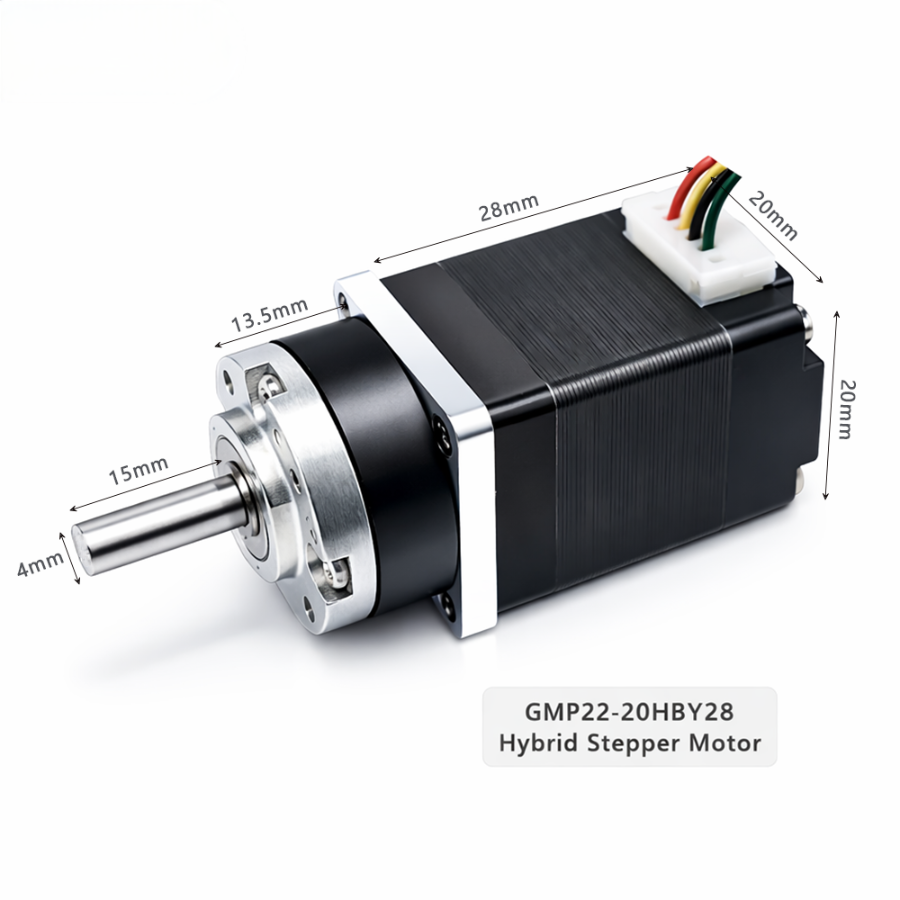 KC-20HYB28L4-216 Kechen Motor 20mm planetary geared hybrid stepper motor 1:4.75 ratio with technical dimensions.