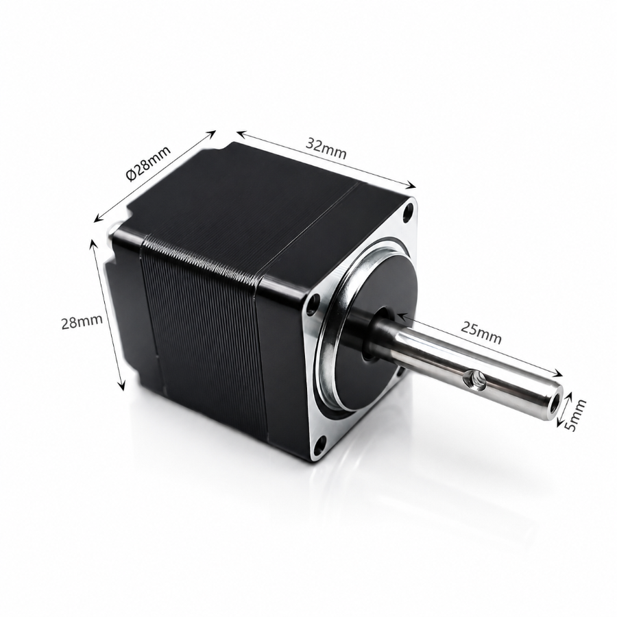 Technical dimensions for Kechen Motor KC-28hyb32 NEMA 11 stepper motor showing 28mm frame and 32mm body length.
