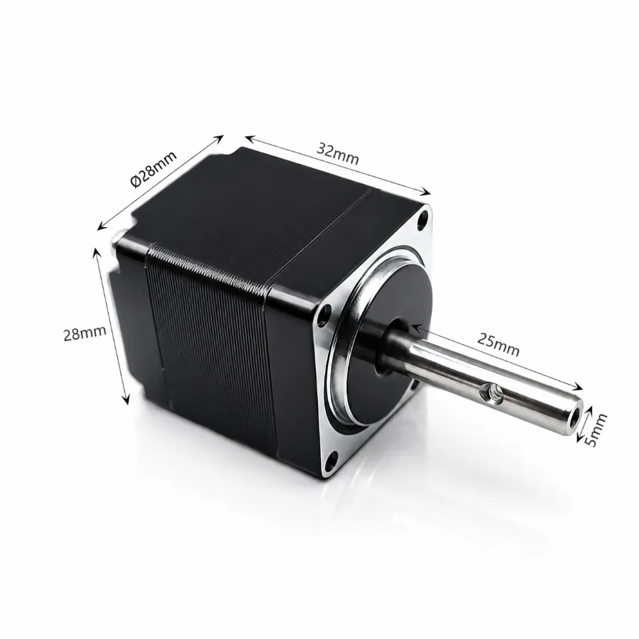 Technical dimensions for Kechen Motor KC-28hyb32 NEMA 11 stepper motor showing 28mm frame and 32mm body length.