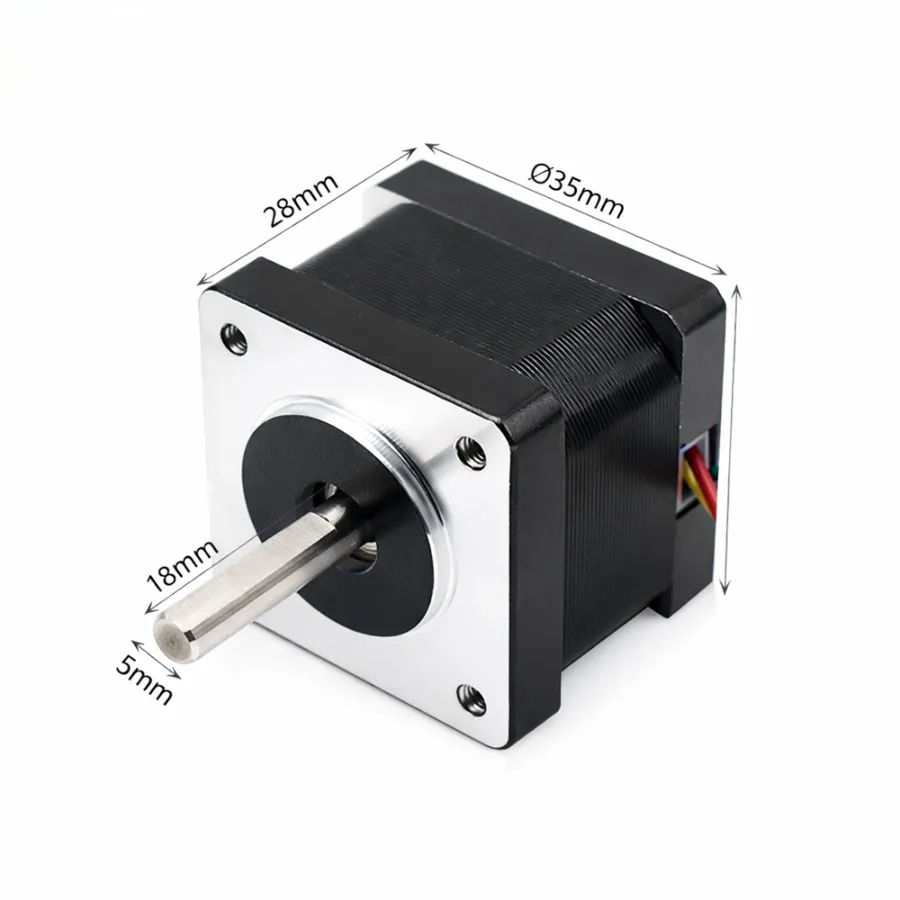 Kechen Motor KC-35HYB28 NEMA 14 stepper motor with 28mm body length and 5mm diameter shaft dimensions.
