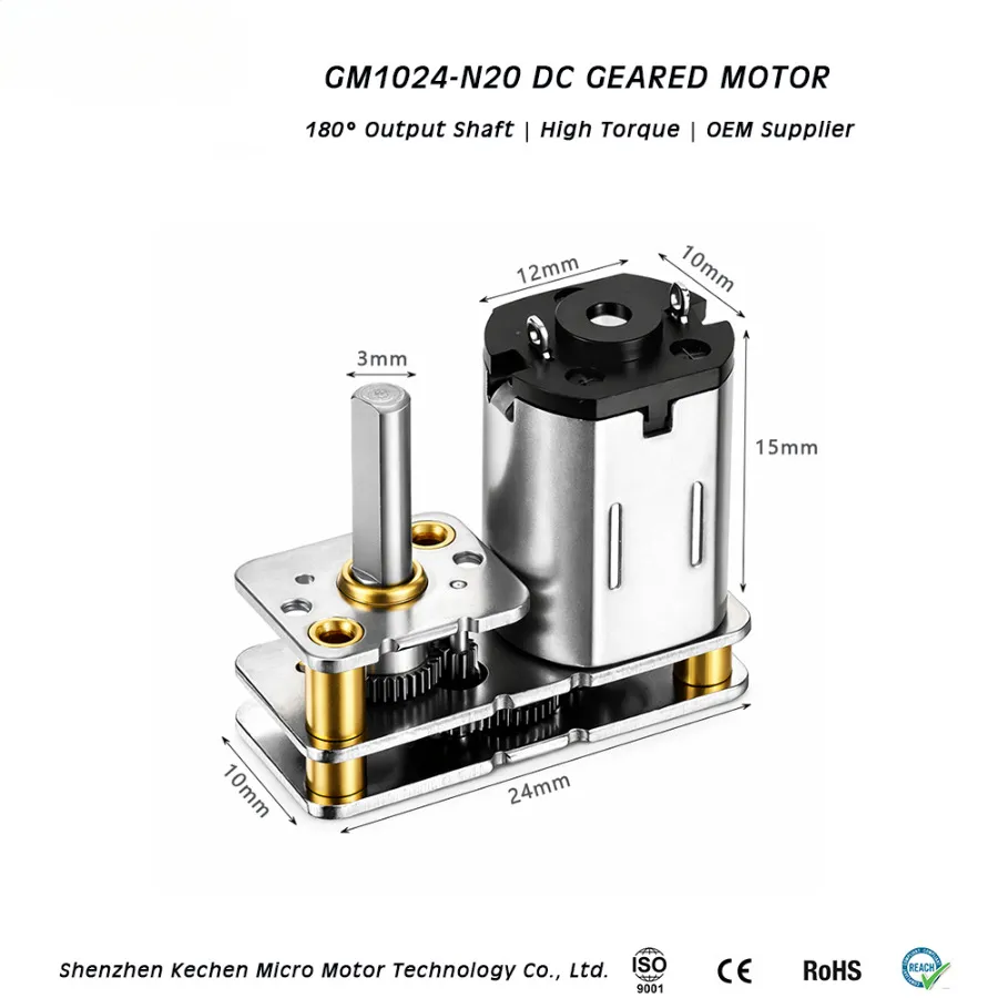 Kechen Motor KC-GM1024-N20VA 12mm high torque 3mm d shaft gear motor dimensions.