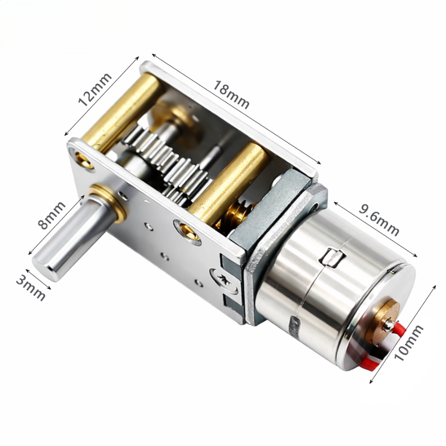 Kechen Motor KC-GM1812 series 10mm 5V worm gear stepper motor with 18mm gearbox, compact precision actuator.