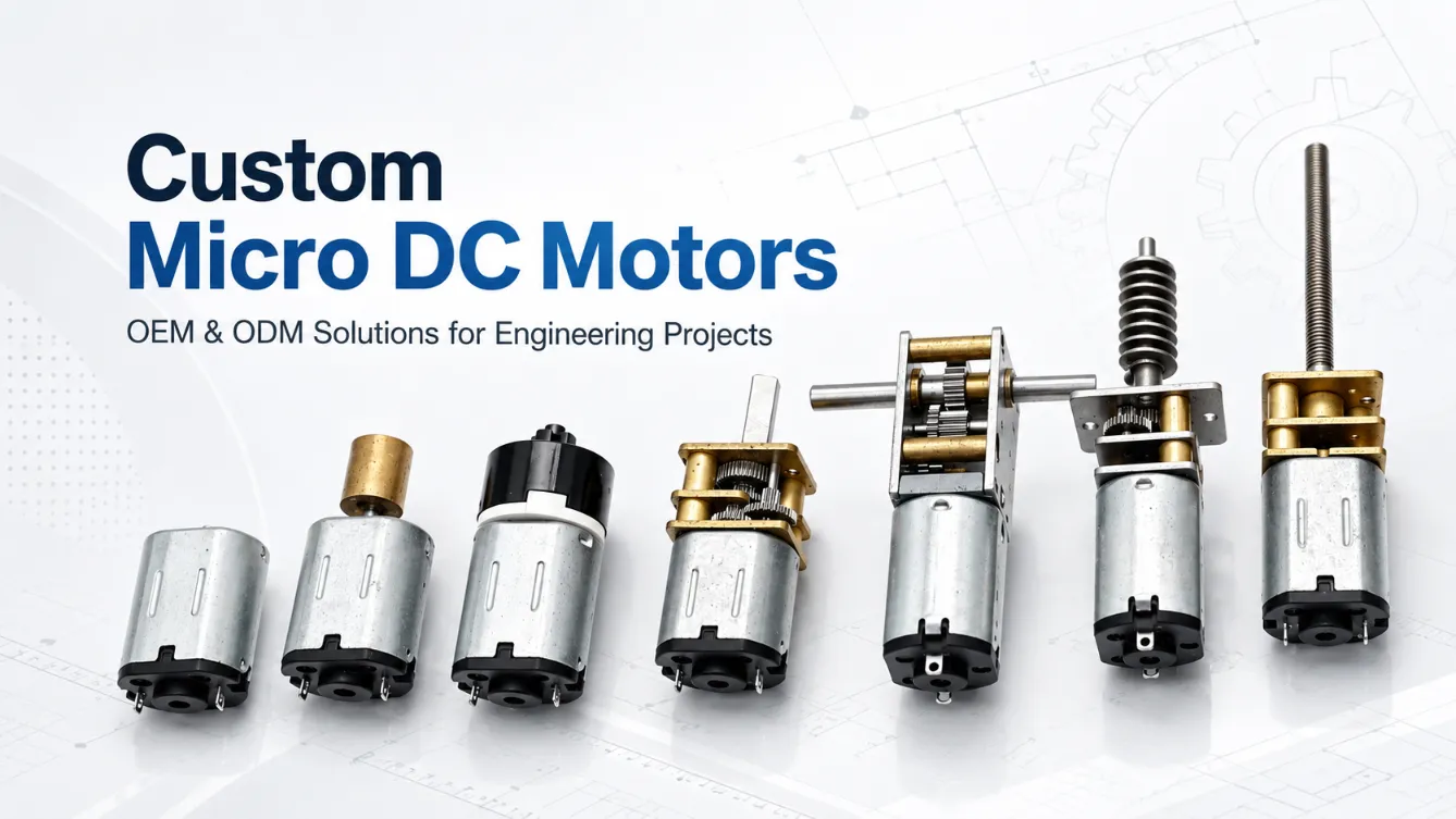 Custom micro DC gear motors lineup, OEM ODM customizable miniature reduction motors with vibration, spur, worm, threaded shaft gearboxes for engineering projects