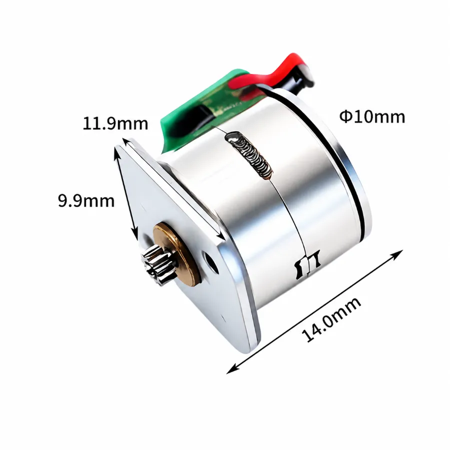 KC-10BY14 precision 10mm stepper motor with 14.0mm length and 11.9mm flange dimensions by Kechen Motor.