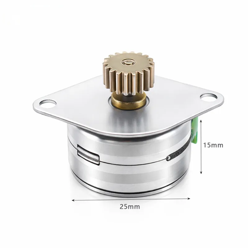 Kechen Motor KC-25BY26-104A 25mm 12V 2-phase PM stepper motor with 0.5 module 18T gear, isometric dimensional view.