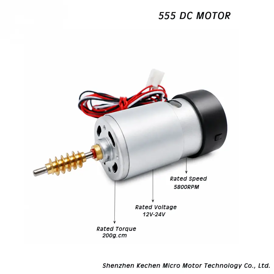 KC-555SH Kechen Motor 24V DC motor rated at 5800RPM speed and 200g-cm torque load capacity.
