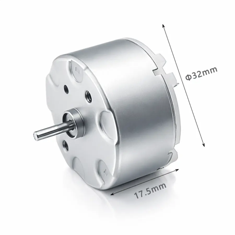 Kechen Motor KC-RF-500TB 32mm diameter and 17p5mm body length micro DC motor dimensions for precision automation.