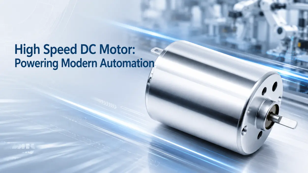 High speed dc motor with metallic housing on automated production line for engineers.
