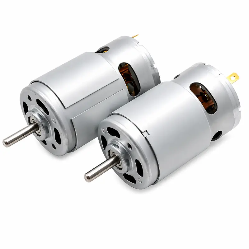 Kechen Motor KC-775PH 775 DC Motor 12V 24V 8681RPM high torque brushed motor for power tools front isometric view.