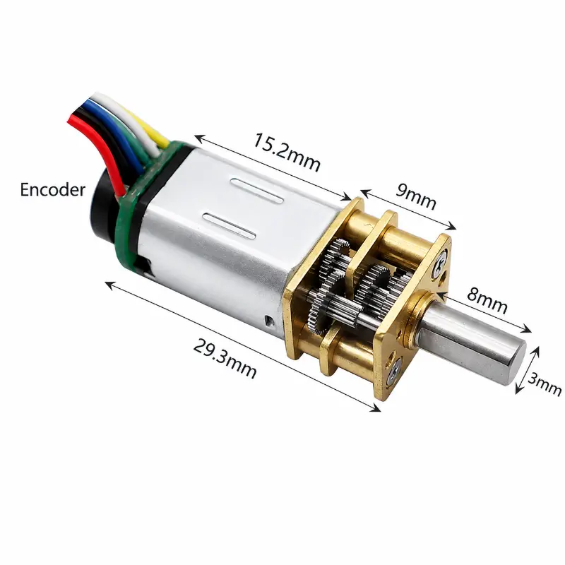 Kechen Motor KC-GM12-N20 micro gear motor 29p3mm length and spur gearbox mechanical dimensions drawing.