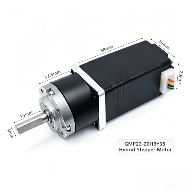 KC-GMP22-20HBY38 geared stepper motor technical dimensions diagram from Kechen Motor detailing 20mm frame size.