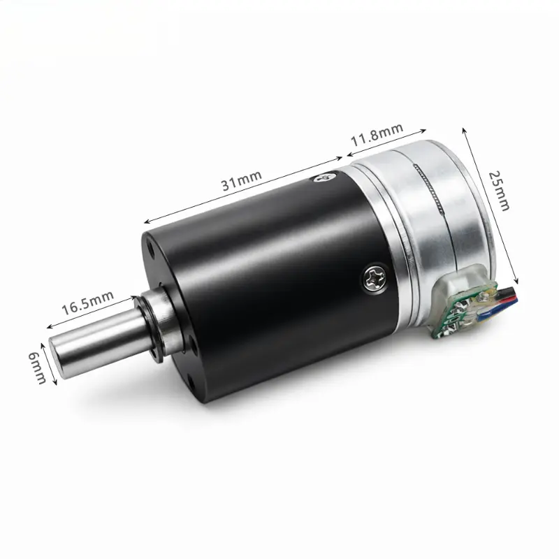 Kechen Motor GMP24-25BY 25mm Planetary Geared Stepper Motor dimensions 31x11.8x25mm with 6mm D-shaft.