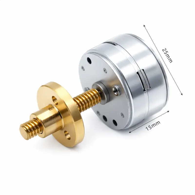KC-25BY26 25mm PM Stepper Motor with T5 Lead Screw and Flange Nut, 2-phase 4-wire high-precision motion actuator.