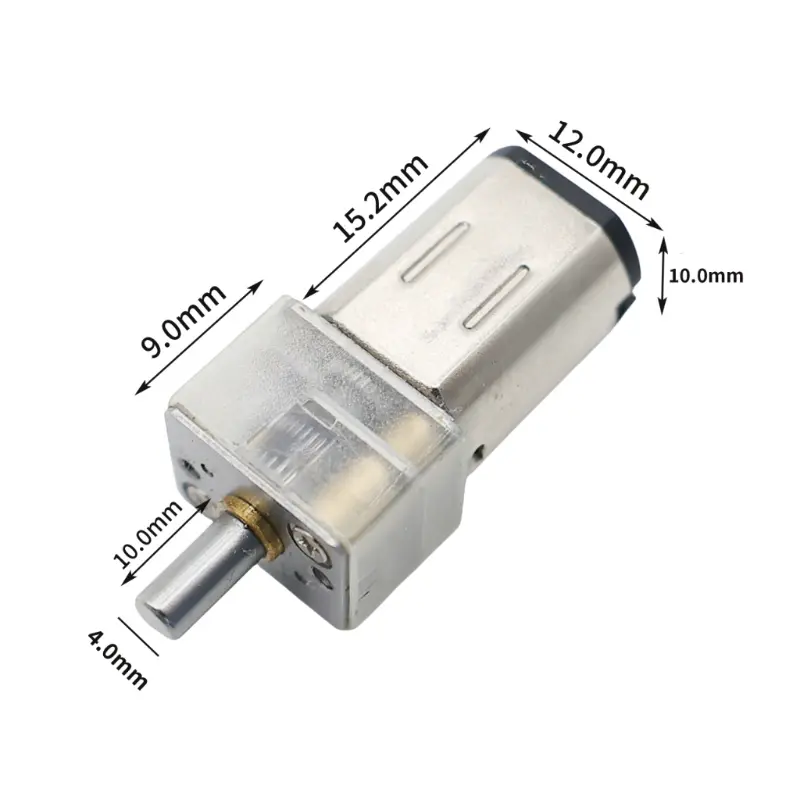 Kechen Motor N20 DC gear motor KC-GM12-N20-06350-12.0V dimensions drawing showing 12x12mm gearbox and 4mm shaft