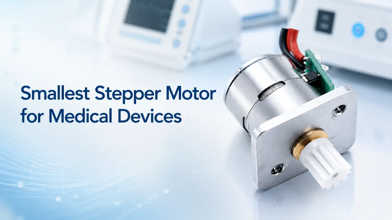 smallest stepper motor with metal flange next to clinical monitors for medical device design engineers