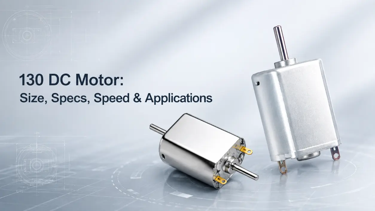 130 dc motor pair on blue technical layout for engineers.