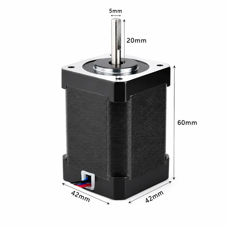 Kechen Motor NEMA 17 60mm stepper motor with 42mm frame and 5mm shaft, dimension view for mechanical integration.