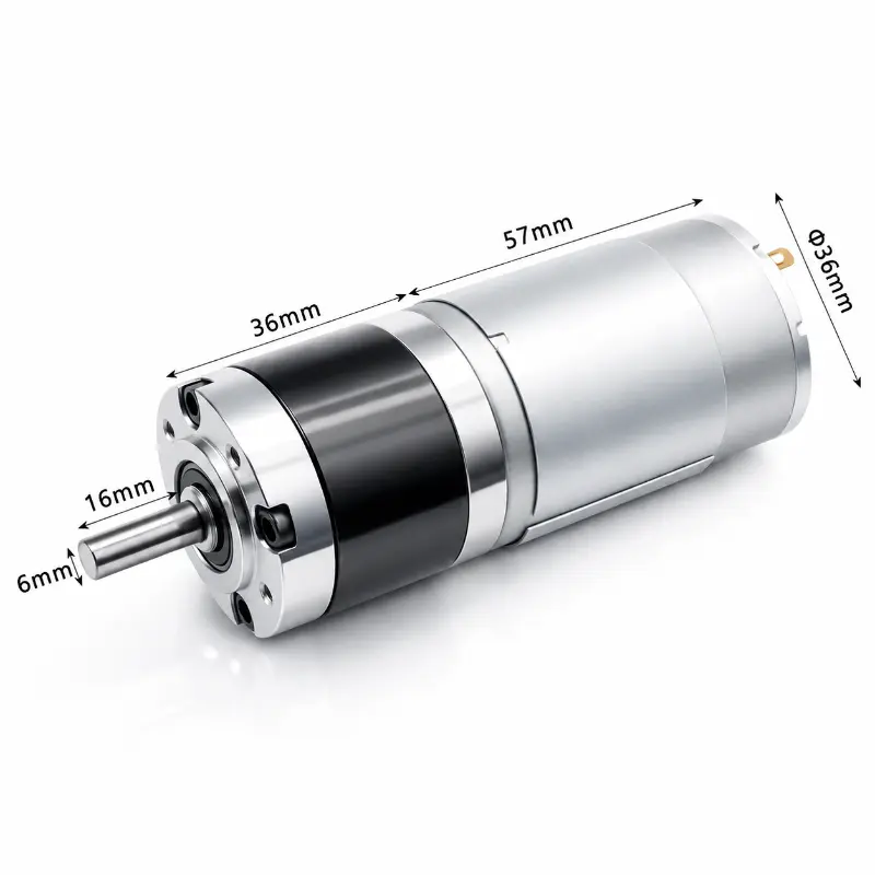 Kechen Motor KC-GMP36-555 555 gear motor 24V planetary geared motor mechanical dimensions and 36mm gearbox layout diagram.