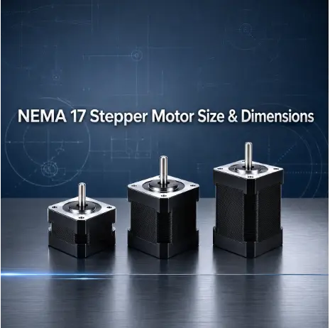 nema 17 stepper motor size, three motors arranged on blueprint backdrop for engineers.