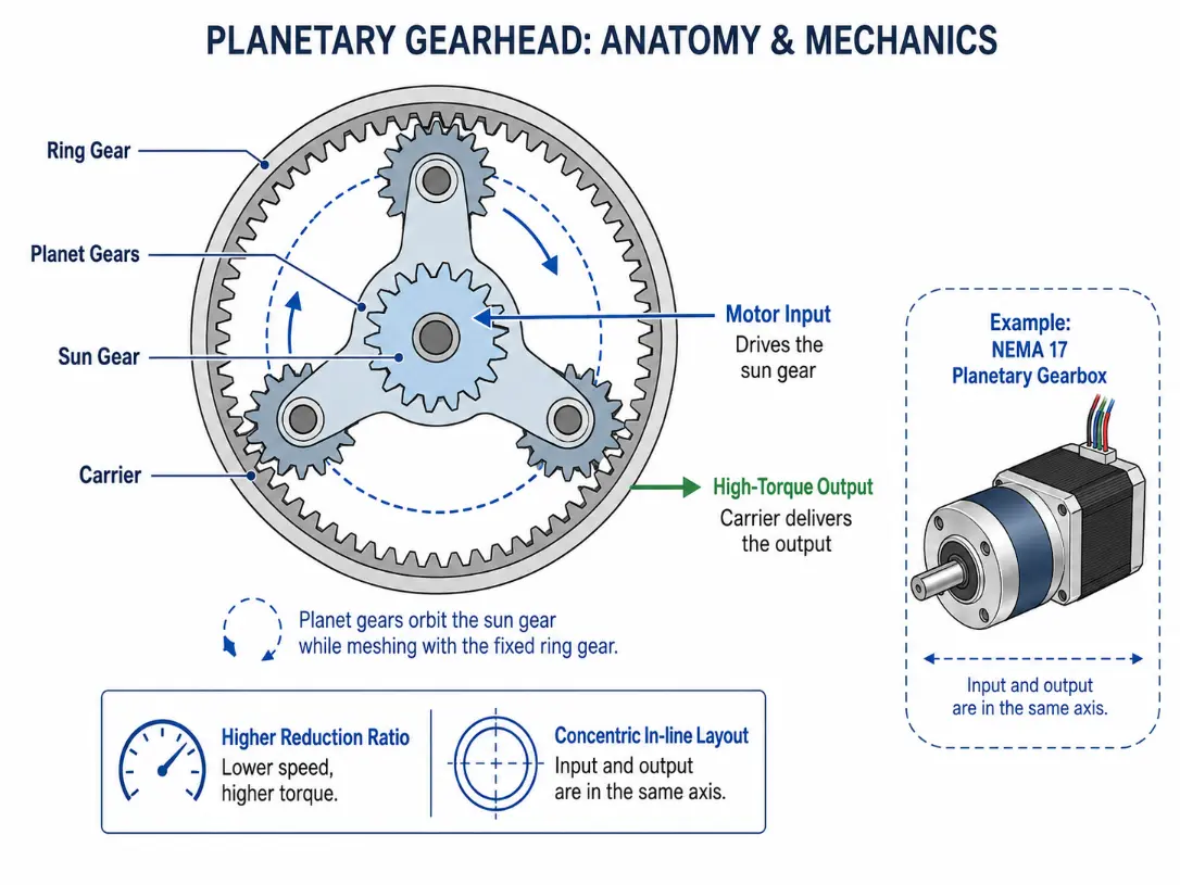 planetary gear stepper motor gear anatomy diagram for engineers