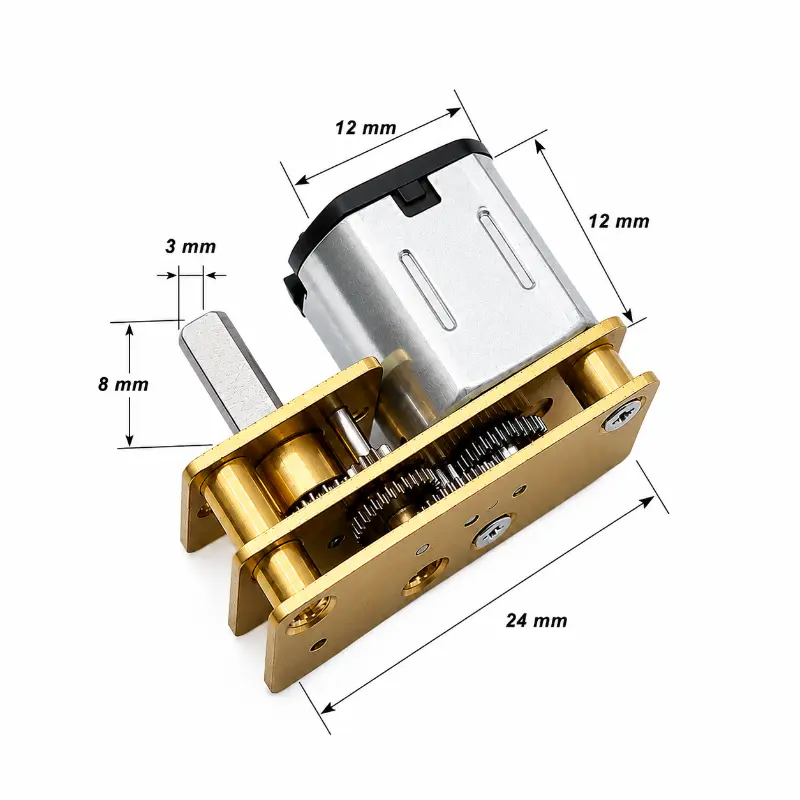 Kechen Motor n10 motor, 10×24 mm metal spur gearbox with 3 mm double-flat shaft for compact precision drive applications.