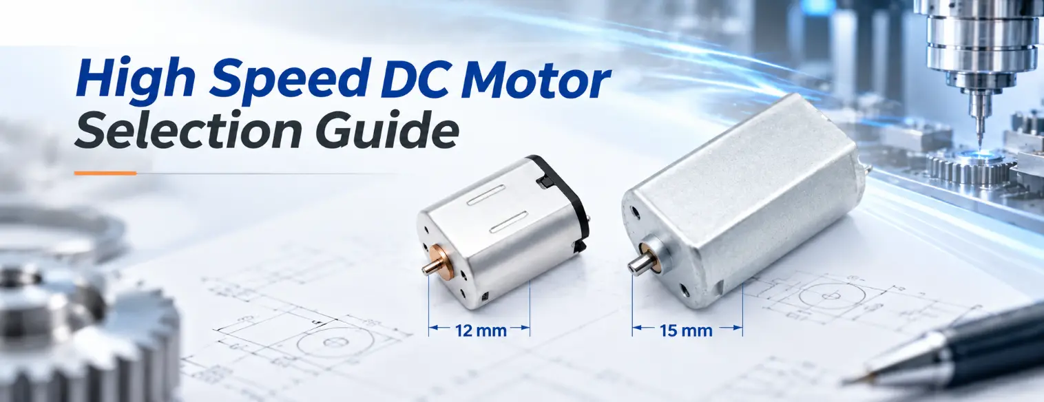 high speed dc motor 12mm and 15mm models with CNC machining background for engineers