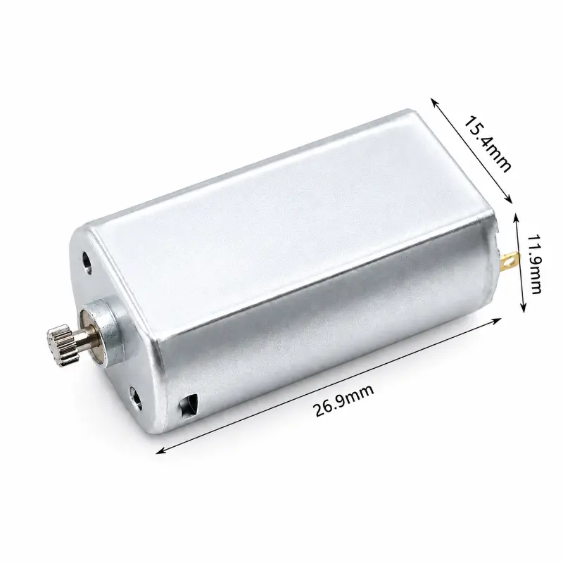 Kechen Motor small DC motor, 050 brushed design with metal starter gear, 15.4 × 11.9 × 26.9 mm body dimensions.